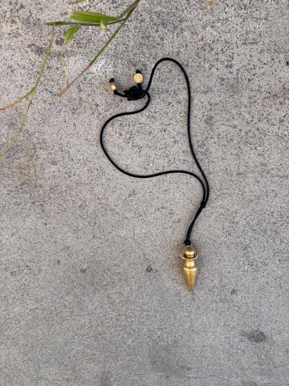 Gold Point Pendant Necklace on Black Cord